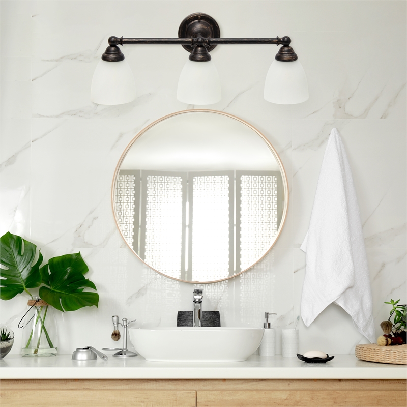 All the Rages Essentix 3-Light Metal & Glass Vanity Fixture in Oil Rubbed Bronze