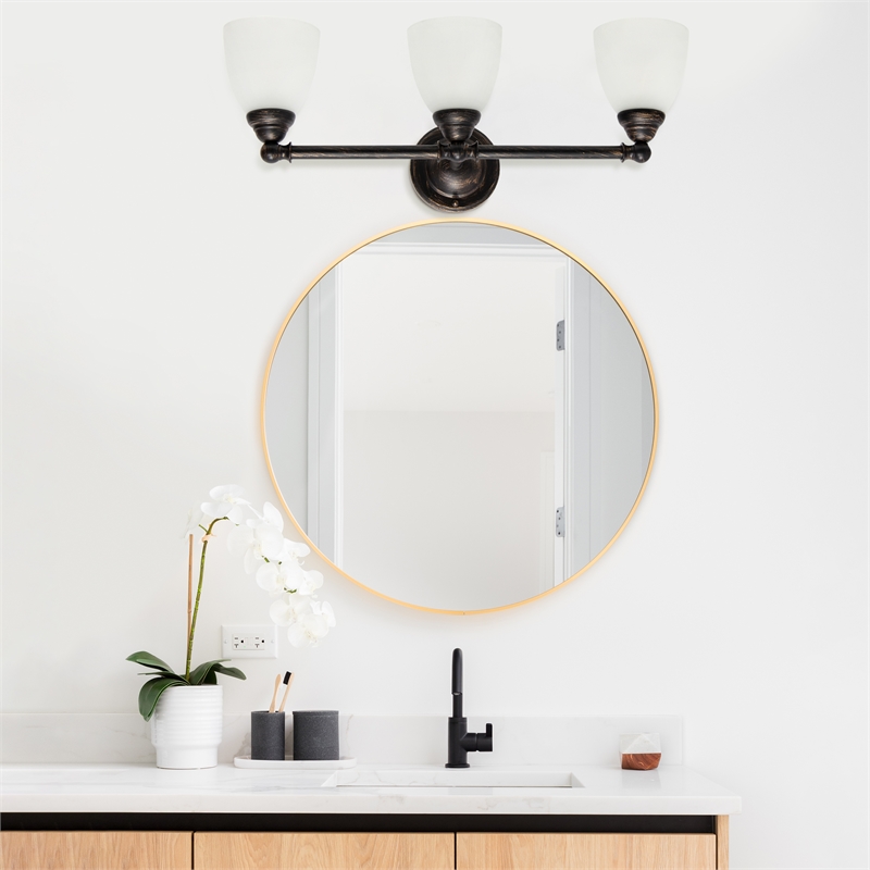 All the Rages Essentix 3-Light Metal & Glass Vanity Fixture in Oil Rubbed Bronze