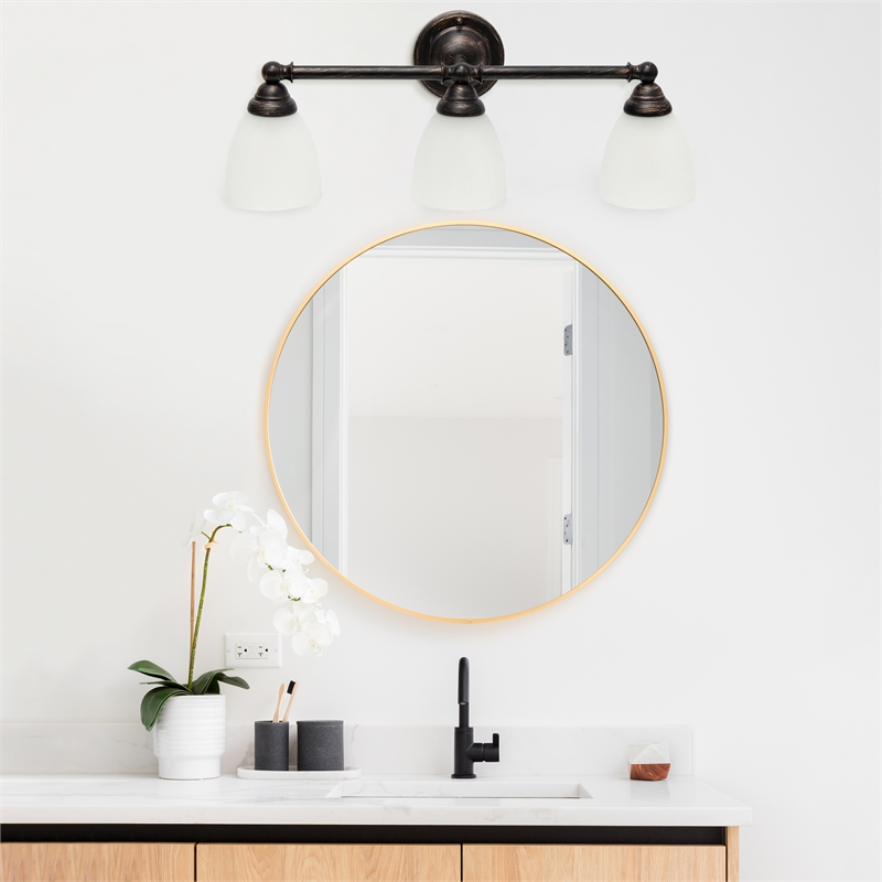 All the Rages Essentix 3-Light Metal & Glass Vanity Fixture in Oil Rubbed Bronze