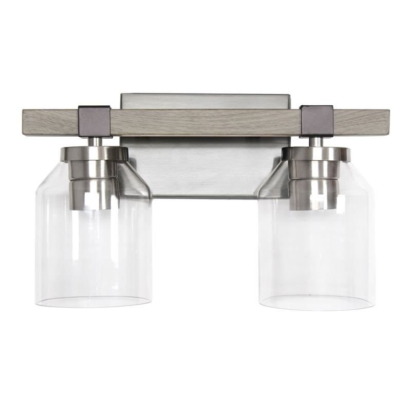 All the Rages Barnlit 2-Light Metal & Glass Vanity Fixture in Brushed Nickel