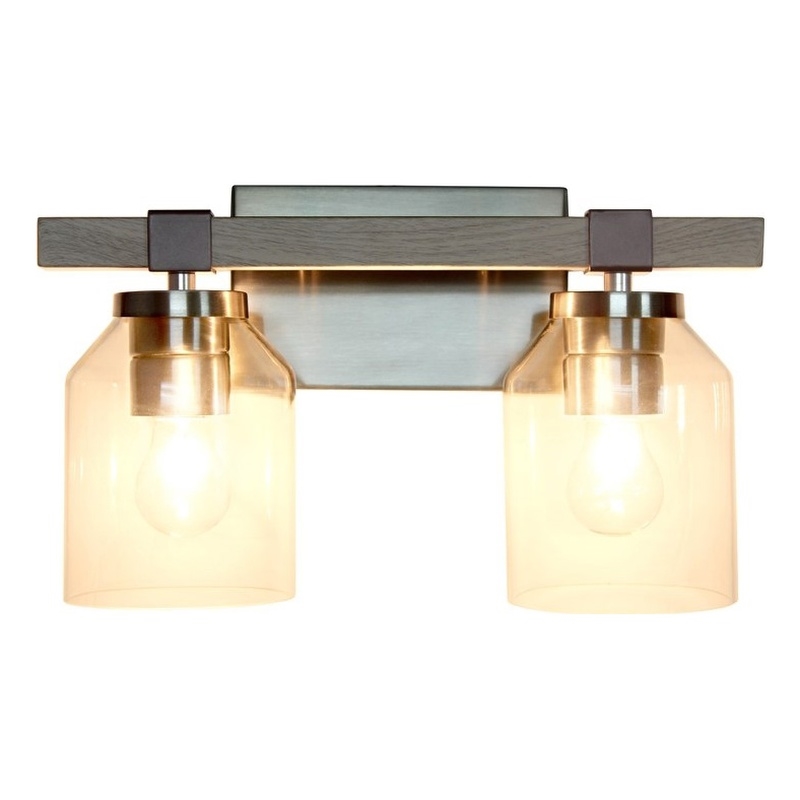 All the Rages Barnlit 2-Light Metal & Glass Vanity Fixture in Brushed Nickel