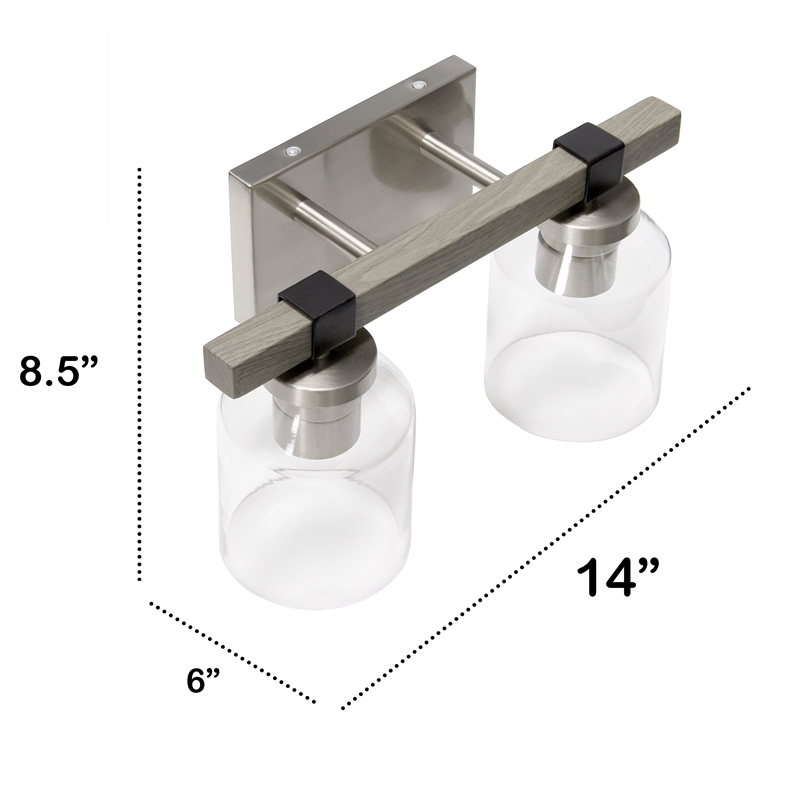 All the Rages Barnlit 2-Light Metal & Glass Vanity Fixture in Brushed Nickel