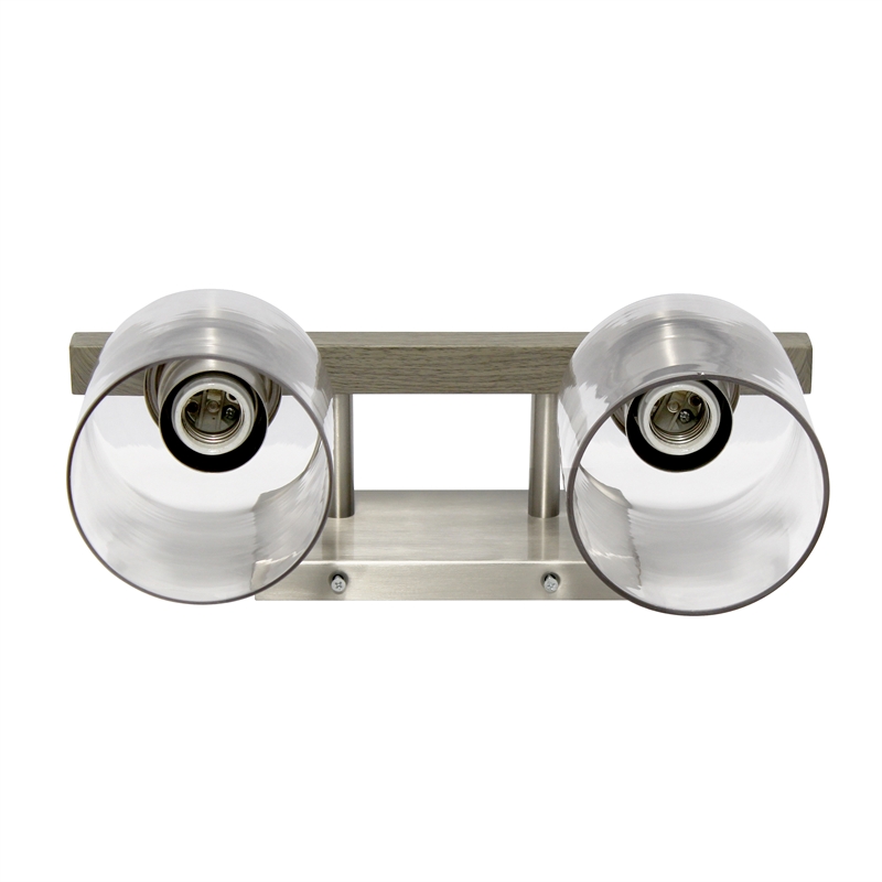 All the Rages Barnlit 2-Light Metal & Glass Vanity Fixture in Brushed Nickel