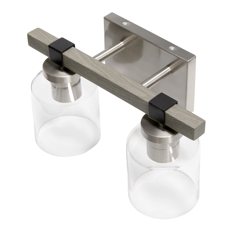 All the Rages Barnlit 2-Light Metal & Glass Vanity Fixture in Brushed Nickel