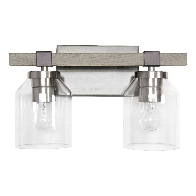All the Rages Barnlit 2-Light Metal & Glass Vanity Fixture in Brushed Nickel