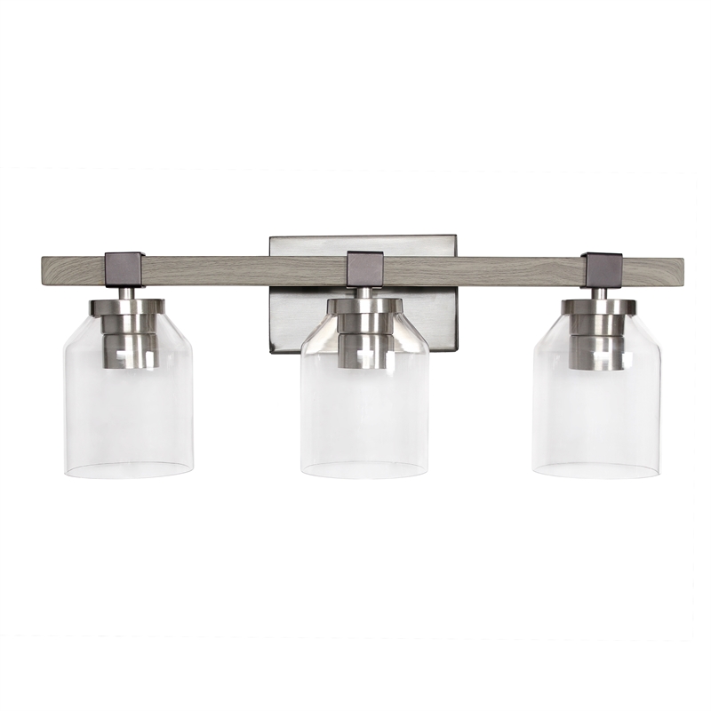 All the Rages Barnlit 3-Light Metal & Glass Vanity Fixture in Brushed Nickel