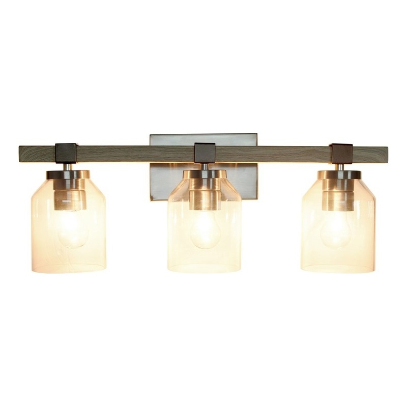 All the Rages Barnlit 3-Light Metal & Glass Vanity Fixture in Brushed Nickel