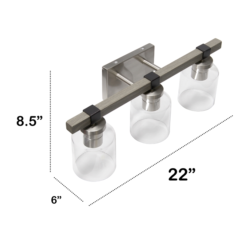 All the Rages Barnlit 3-Light Metal & Glass Vanity Fixture in Brushed Nickel