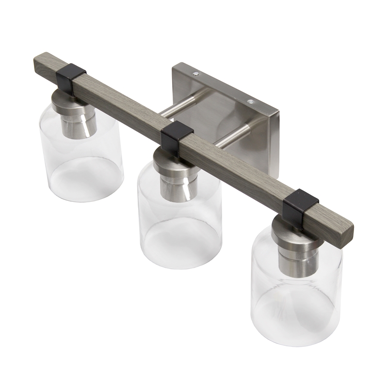 All the Rages Barnlit 3-Light Metal & Glass Vanity Fixture in Brushed Nickel
