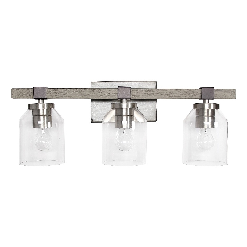 All the Rages Barnlit 3-Light Metal & Glass Vanity Fixture in Brushed Nickel