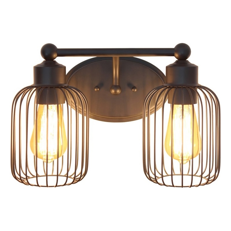 All the Rages Ironhouse 2-Light Metal & Glass Vanity Fixture in Black/Clear