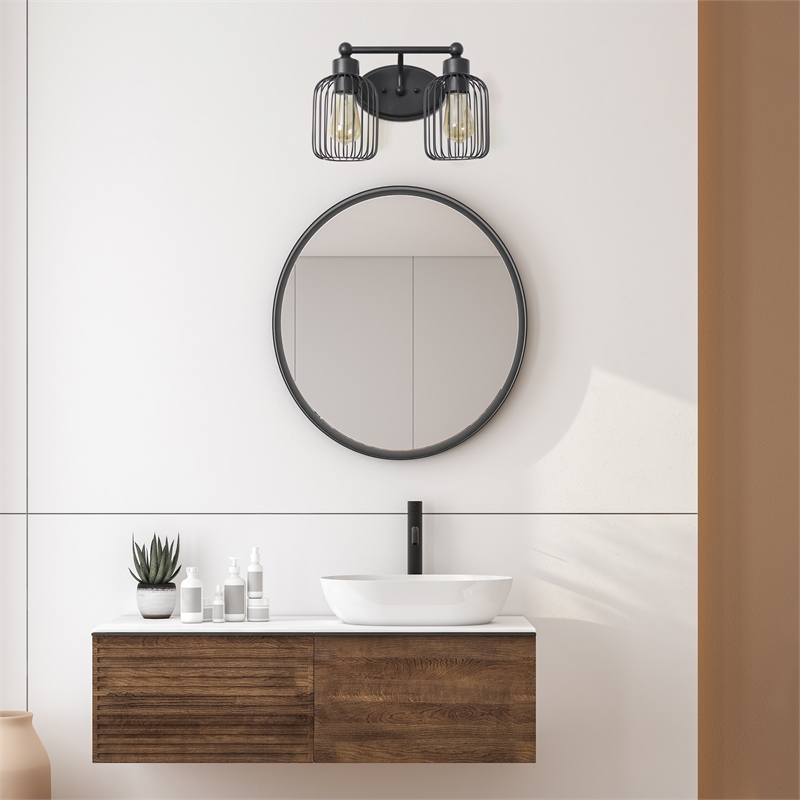All the Rages Ironhouse 2-Light Metal & Glass Vanity Fixture in Black/Clear