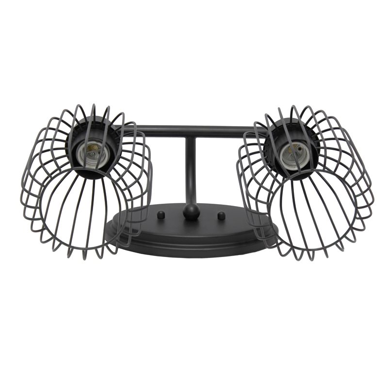 All the Rages Ironhouse 2-Light Metal & Glass Vanity Fixture in Black/Clear