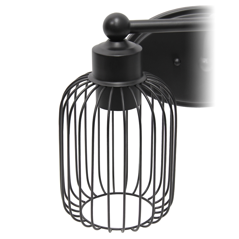All the Rages Ironhouse 2-Light Metal & Glass Vanity Fixture in Black/Clear