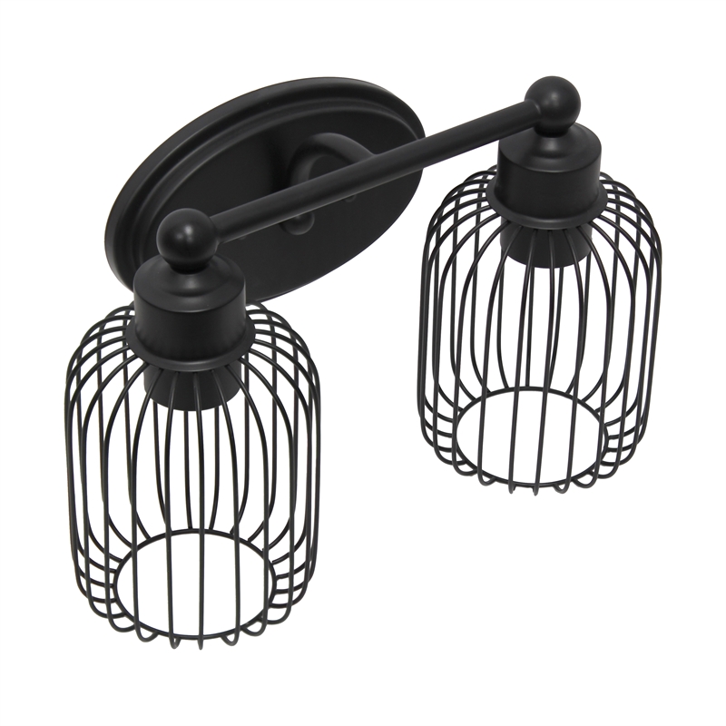 All the Rages Ironhouse 2-Light Metal & Glass Vanity Fixture in Black/Clear