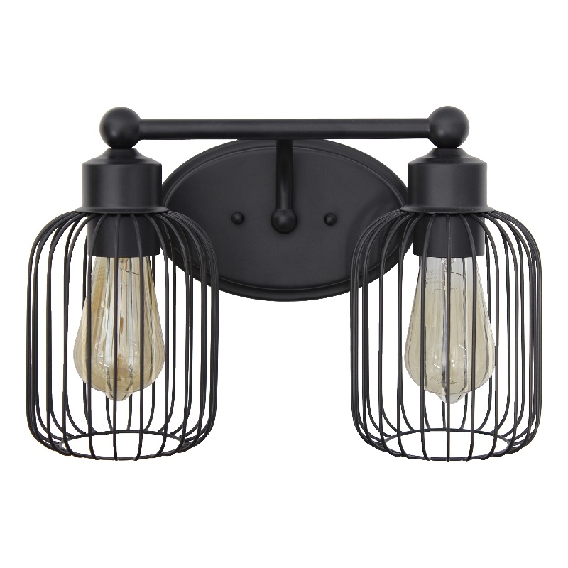 All the Rages Ironhouse 2-Light Metal & Glass Vanity Fixture in Black/Clear