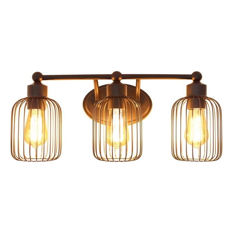 All the Rages Ironhouse 3-Light Metal & Glass Vanity Fixture in Black/Clear