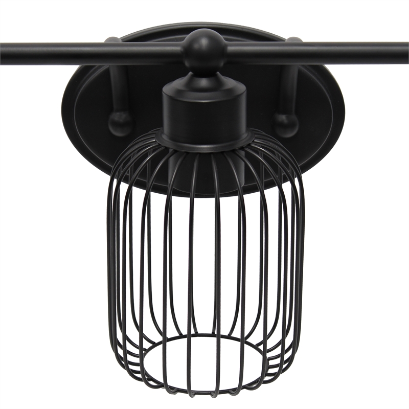 All the Rages Ironhouse 3-Light Metal & Glass Vanity Fixture in Black/Clear