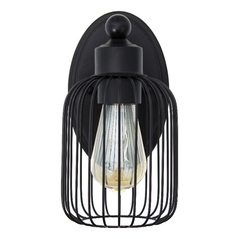 All the Rages Ironhouse 1-Light Metal & Glass Wall Sconce Fixture in Black/Clear