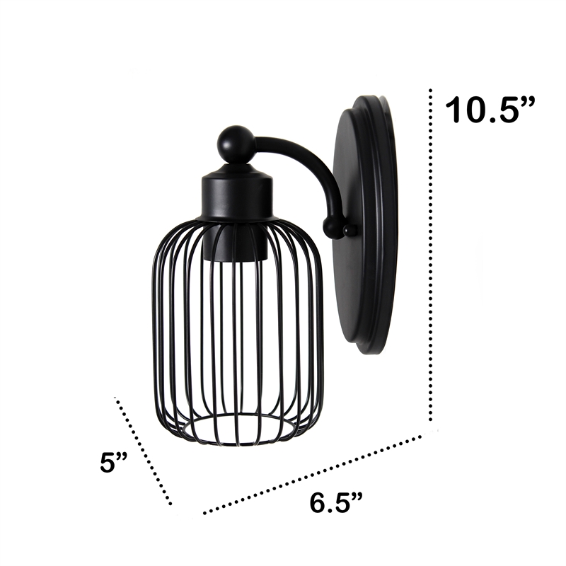 All the Rages Ironhouse 1-Light Metal & Glass Wall Sconce Fixture in Black/Clear