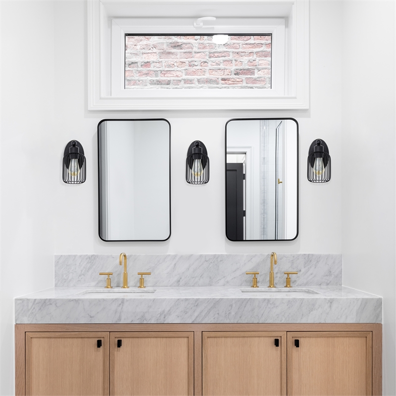 All the Rages Ironhouse 1-Light Metal & Glass Wall Sconce Fixture in Black/Clear