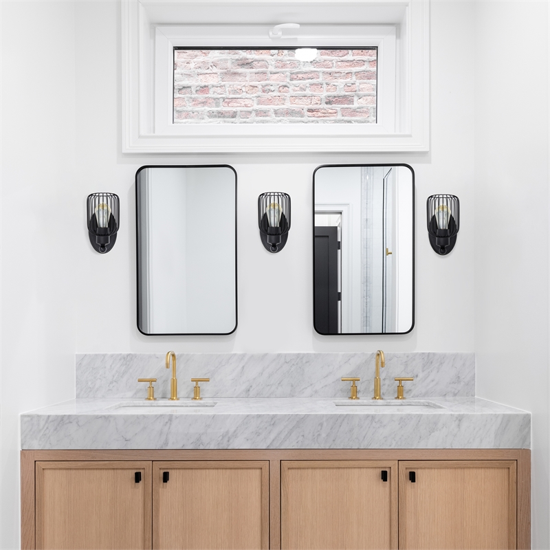 All the Rages Ironhouse 1-Light Metal & Glass Wall Sconce Fixture in Black/Clear
