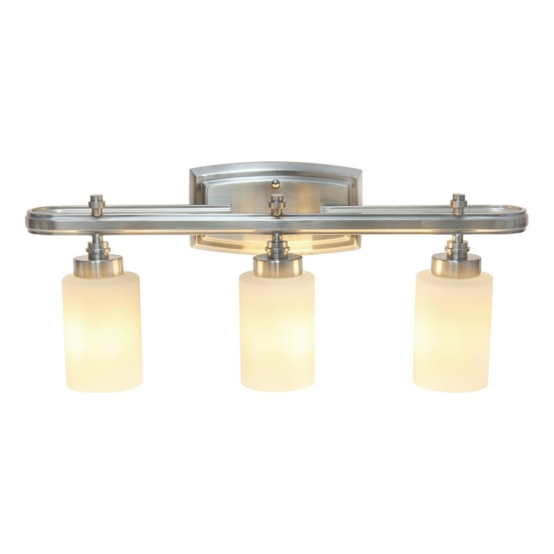 All the Rages Essentix 3-Light Metal Vanity Fixture with Opaque Shade in Nickel