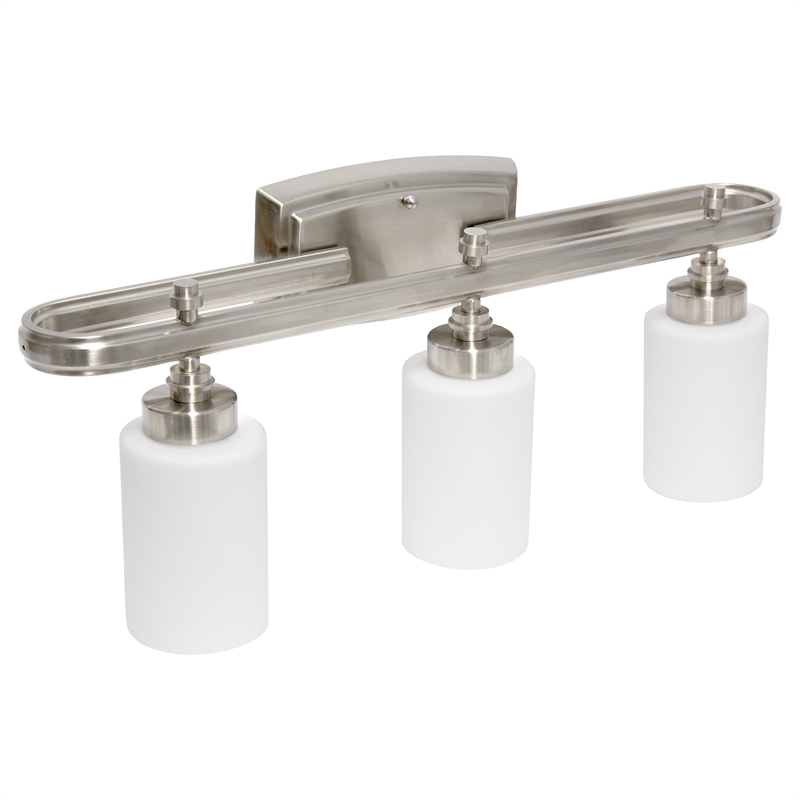 All the Rages Essentix 3-Light Metal Vanity Fixture with Opaque Shade in Nickel