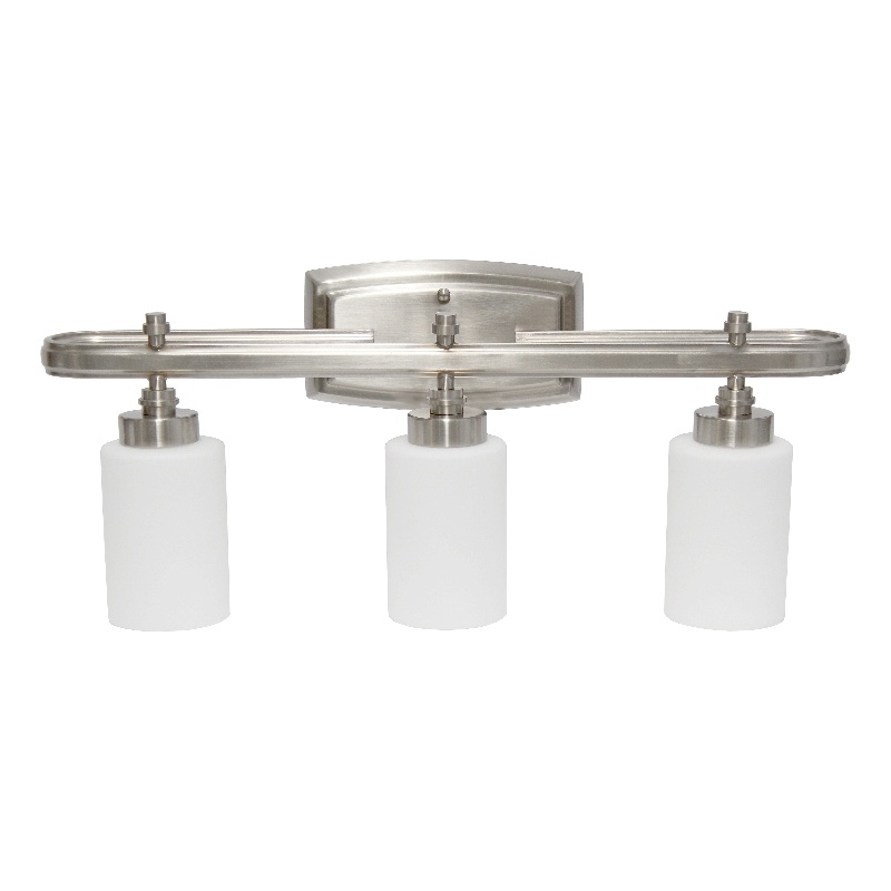 All the Rages Essentix 3-Light Metal Vanity Fixture with Opaque Shade in Nickel