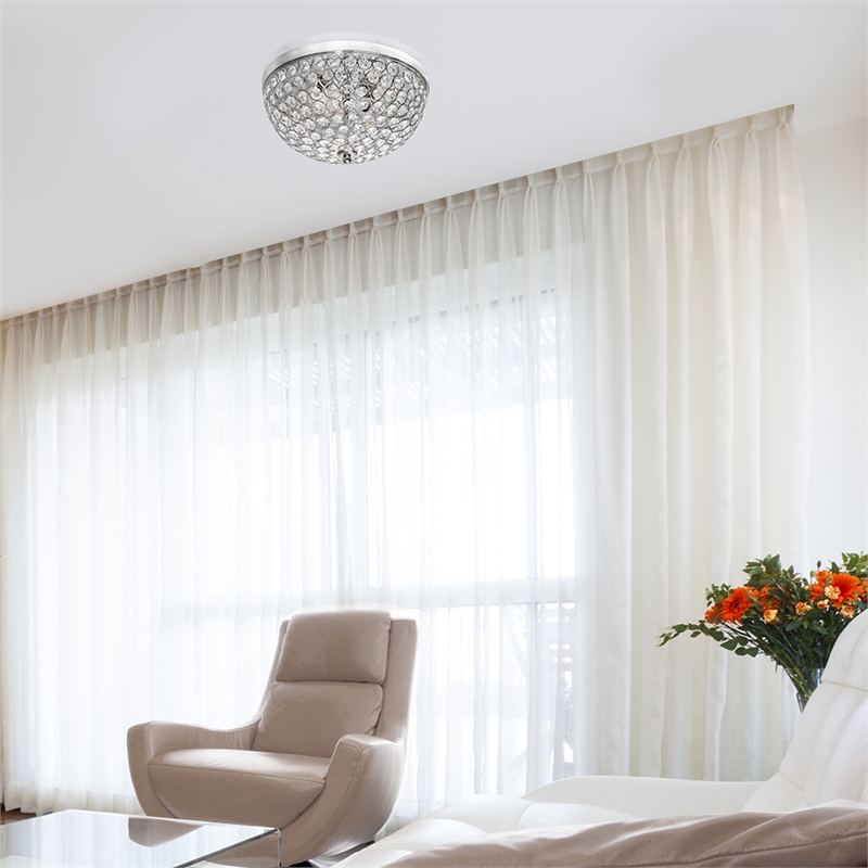Elegant Designs 2 Light Polished Chrome Ceiling Light with Crystals