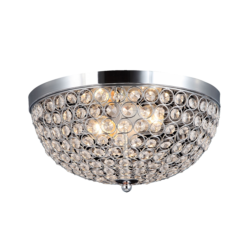 Elegant Designs 2 Light Polished Chrome Ceiling Light with Crystals