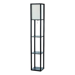 62.5&quot Black Three Shelf Etagere Organizer Storage Floor Lamp