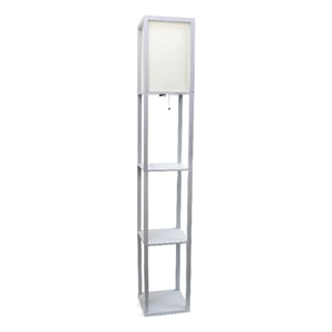 62.5&quot Gray Three Shelf Etagere Organizer Storage Floor Lamp