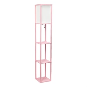 62.5&quot Light Pink Three Shelf Etagere Organizer Storage Floor Lamp