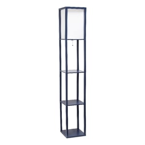 62.5&quot Navy Three Shelf Etagere Organizer Storage Floor Lamp