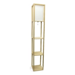 62.5&quot Tan Three Shelf Etagere Organizer Storage Floor Lamp