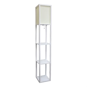 62.5&quot White Three Shelf Etagere Organizer Storage Floor Lamp