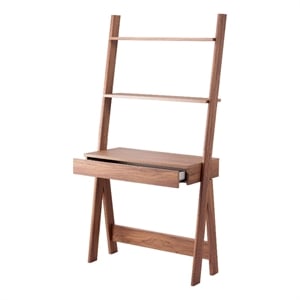 NPD Furniture Reeve 33&quot 2-shelf Wood Stair Desk in Brown/Walnut
