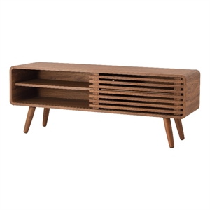 NPD Furniture Wilson 45.5&quot Wood Slat Low-profile TV Stand in Brown/Walnut