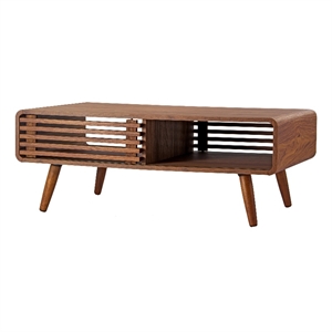 NPD Furniture Wilson Wood Slat Coffee Table in Brown/Walnut