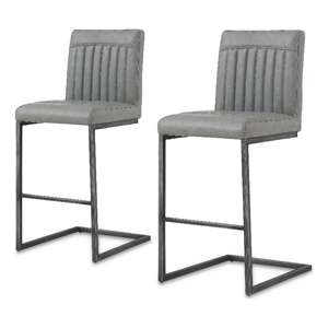 NPD Furniture Ronan 26&quot PU Leather Counter Stool in Gray (Set of 2)