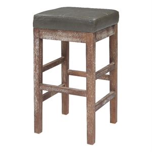 NPD Furniture Valencia 27.5&quot Bonded Leather Counter Stool in Brown/Green