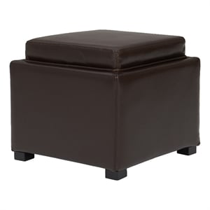 NPD Furniture Cameron 17&quot Split Leather Storage Ottoman in Brown/Black