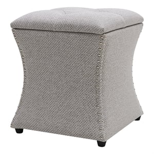 NPD Furniture Amelia 20&quot Fabric Nailhead Tufted Storage Ottoman in Gray