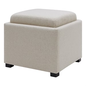 NPD Furniture Cameron 17&quot Square Fabric Storage Ottoman in Cardiff Cream