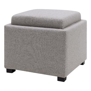 NPD Furniture Cameron 17&quot Square Fabric Storage Ottoman with Tray in Gray
