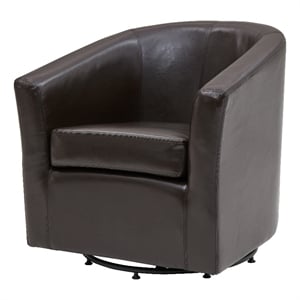 NPD Furniture Hayden 17.5&quot Bonded Leather Swivel Chair in Brown
