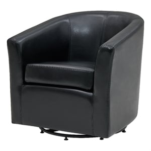 NPD Furniture Hayden 17.5&quot Bonded Leather Swivel Chair in Black