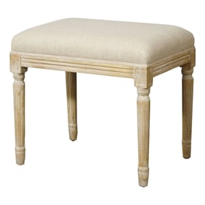 NPD Furniture Madeline 19.5&quot Fabric Stool in Flax Beige/Natural Wood