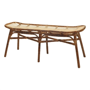 NPD Furniture Beyla Rattan Bench with Curving Seat in Marble Brown